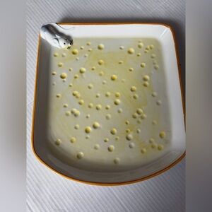Vintage Bassano Italian Ceramic Cheese And Mouse Platter Hand Painted A589